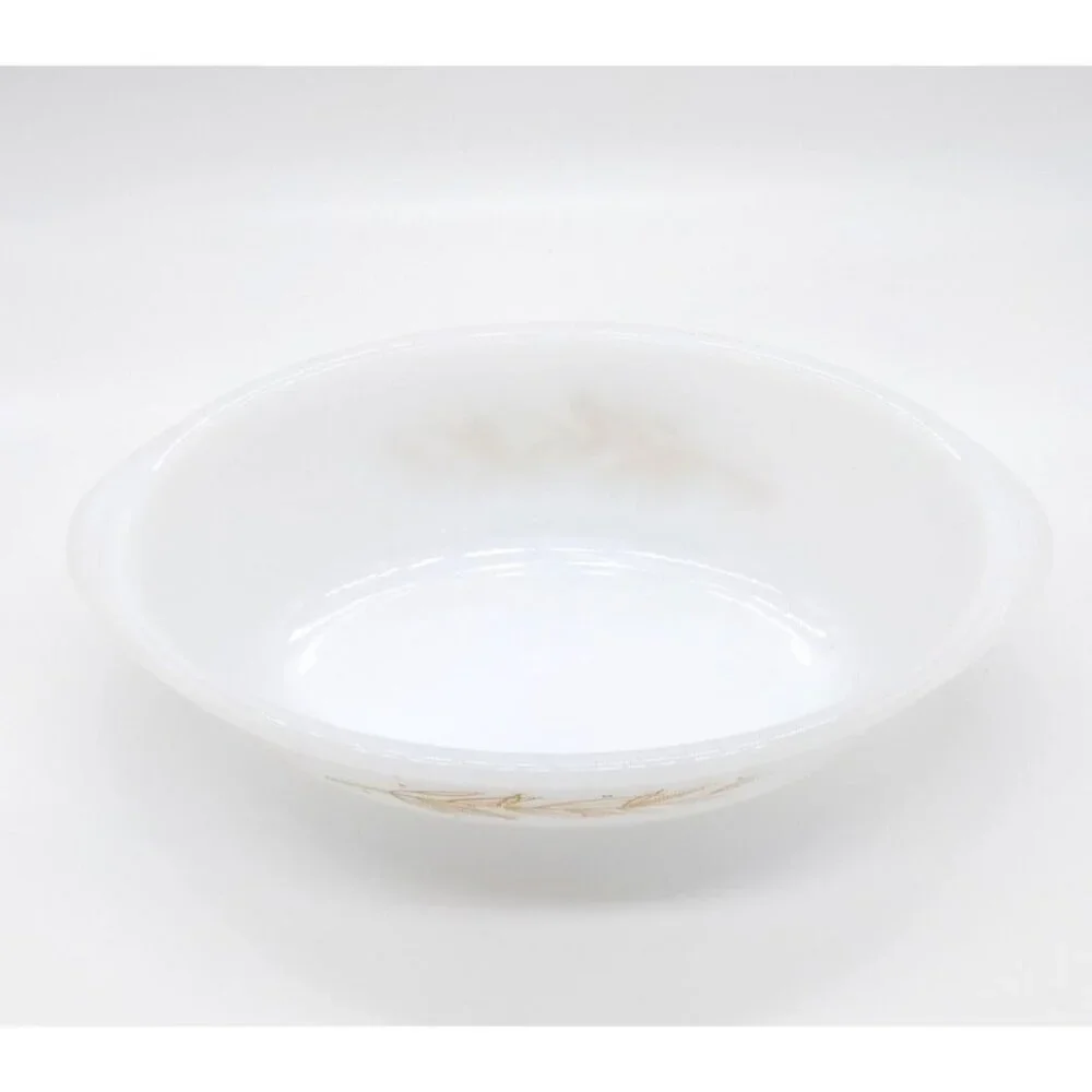 Vintage Glasbake J-235 1Qt White Milk Glass Oval Casserole dish